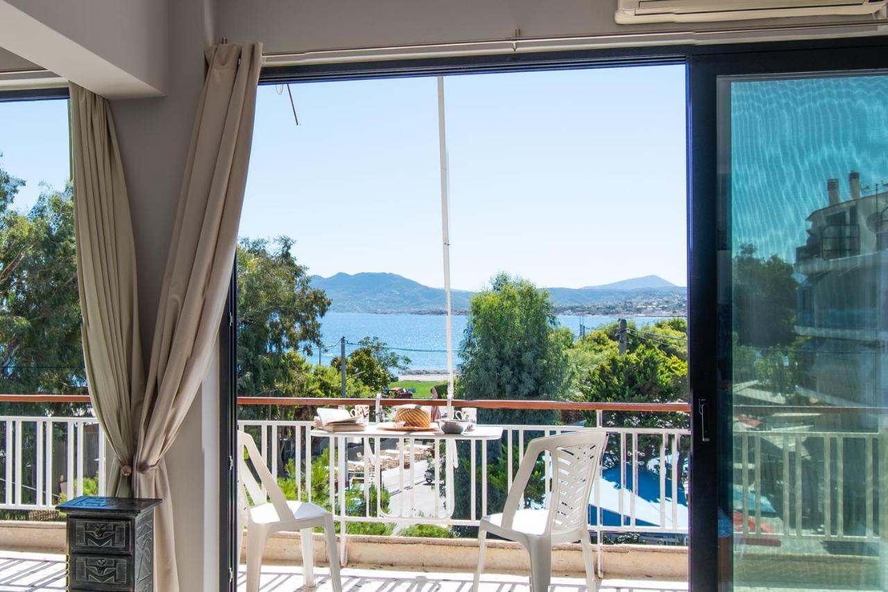 Lavish & Spacious Apt With Stunning Seaview, 10 Min Ath Airport Loútsa Exterior foto